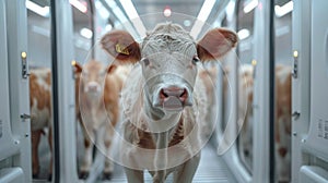 Herd of Cows Walking Down Hallway