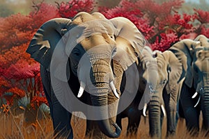 A herd of elephants. photo