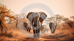 A Herd of Elephants Walking Down a Dirt Road