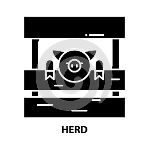 herd icon, black vector sign with editable strokes, concept illustration