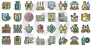 Herd immunity icons set vector color outline