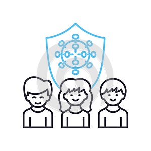 herd immunity line icon, outline symbol, vector illustration, concept sign
