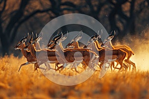 Herd of impala antelopes