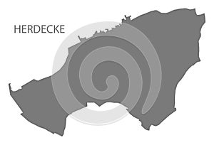 Herdecke German city map grey illustration silhouette shape