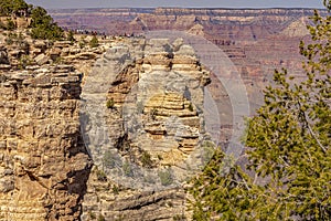 Here is a cliff wall in the expanse of the Grand Canyon