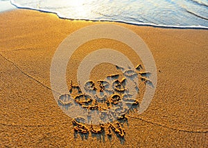 Here comes the sun, summer beach scene