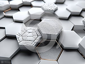 Here is a detailed close up of a white hexagon pattern on a wall
