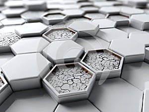 Here is a detailed close up of a white hexagon pattern on a wall