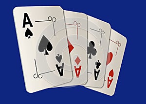 Here are four ace playing cards. A winning poker hand