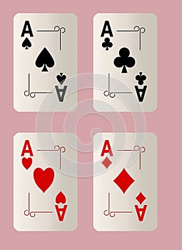 Here are four ace playing cards. A winning poker hand