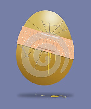 Here is a golden egg, a nest egg of money for retirement and it is cracked and leaking due to inflation and economic problems