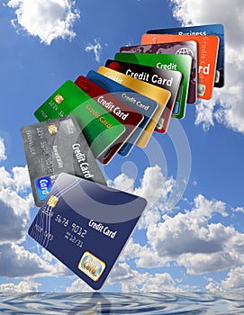 Here is a grouping of generic credit cards in a designed pattern.