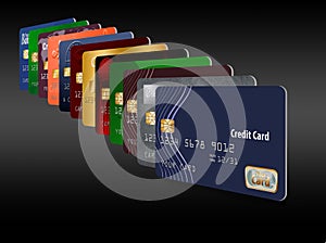 Here is a grouping of generic credit cards in a designed pattern.