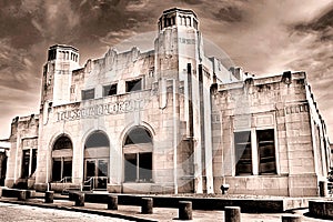 The Tulsa Union Pacific Railroad Station in Black and White - Historic art deco building design