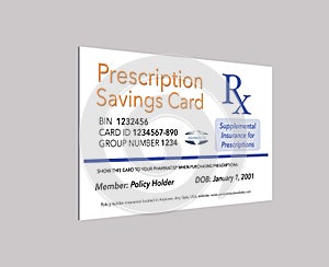 Here is a mock, generic prescription supplemental insurance card