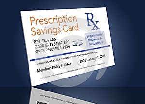 Here is a mock, generic prescription supplemental insurance card