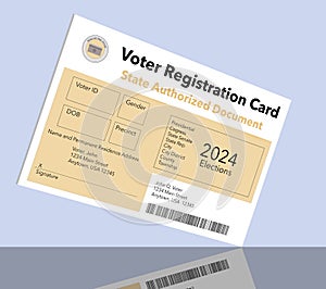 Here is a mock, generic state issued voter registration card photo
