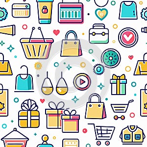 Colorful seamless shopping pattern