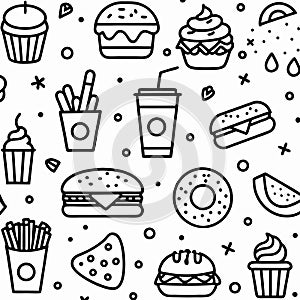 Seamless shopping pattern background