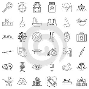 Hereditary icons set, outline style