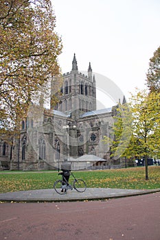 Hereford Cathedral and Elgar Statue photo