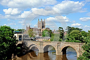 Hereford Cathedral and River Wye.