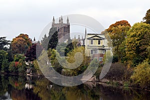 Hereford Cathedral & River Wye, Hereford, Herefordshire, England photo
