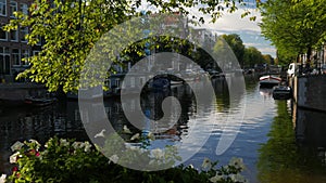 Herengracht Canal at its junction with Brouwersgracht Canal in Amsterdam