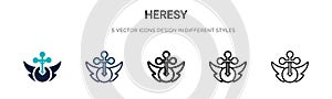 Heresy icon in filled, thin line, outline and stroke style. Vector illustration of two colored and black heresy vector icons