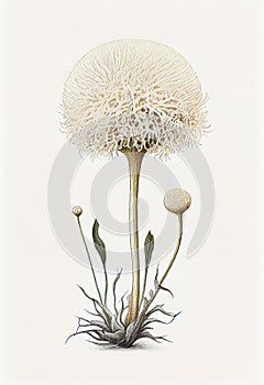 Hericium Erinaceus Botanical Illustration