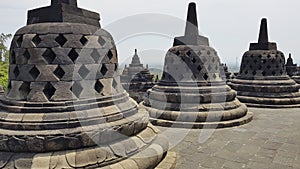 Heritage Buddhist temple Borobudur complex in Yogjakarta in Java, indonesia.