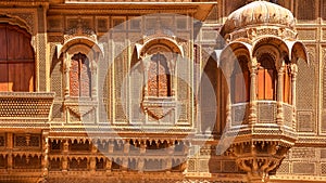 Heritage building in Rajasthan, India known as the Patwon ki Haveli in Jaisalmer city in India