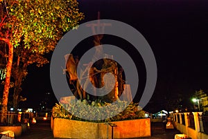 The Heritage of Cebu Monument. Philippines night