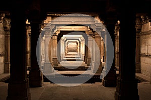 Heritage stepwell with shades of light