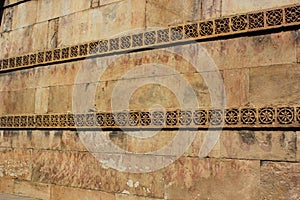 Heritage stone carving wall, dada harir, Ahmedabad, India.