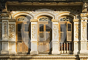 Heritage windows in sunlight