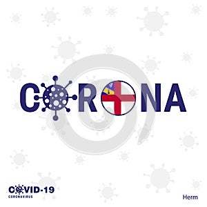 Herm Coronavirus Typography. COVID-19 country banner
