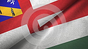 Herm and Hungary two flags textile cloth, fabric texture