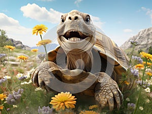 Ai Generated illustration Wildlife Concept of Herman tortoise