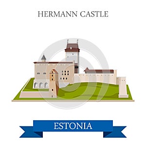 Hermann Castle in Estonia flat vector attraction sight landmark