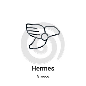 Hermes outline vector icon. Thin line black hermes icon, flat vector simple element illustration from editable greece concept