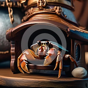 A hermit crab as a pirate, living in a tiny pirate ship shell4 photo