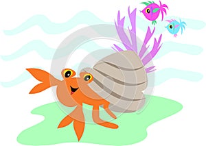 Hermit Crab and Fish Friends