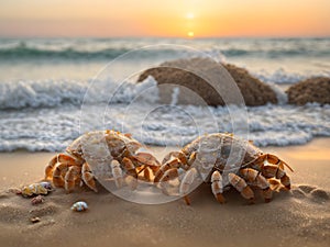 Hermit crabs at the beach