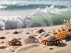 Hermit crabs at the beach