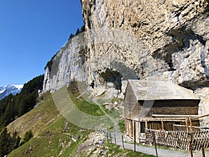 Hermit`s houses or Nachgebautes Eremitenhaus EremitenhÃÂ¤uschen oder Eremitenhaeuschen in the Appenzellerland region photo