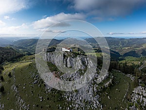 Hermitage of Las Nieves aerial view, Guriezo, Spain