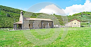 Hermitage of Our Lady of Pontón, landscape of the province of León, Picos de Europa