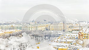 Hermitage on Palace Square in St. Petersburg. winter panorama vi