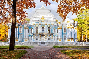 Hermitage pavilion in autumn in Catherine park, Pushkin Tsarskoe Selo, Saint Petersburg, Russia